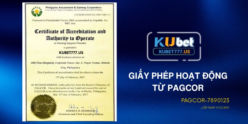 Cập nhật về các giấy phép chứng nhận mà KUBET77 sở hữu